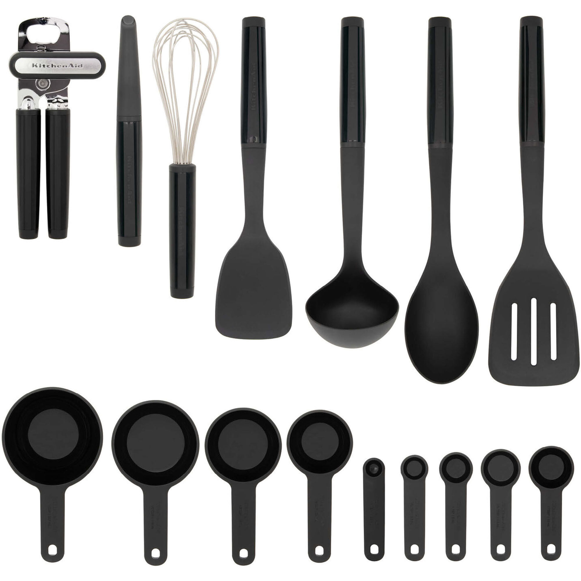 KitchenAid Universal 16 Piece Kitchen Tool and Gadget Set, Black, Includes Cooking Utensils, Measuring Cups & Spoons - Thumbnail 3