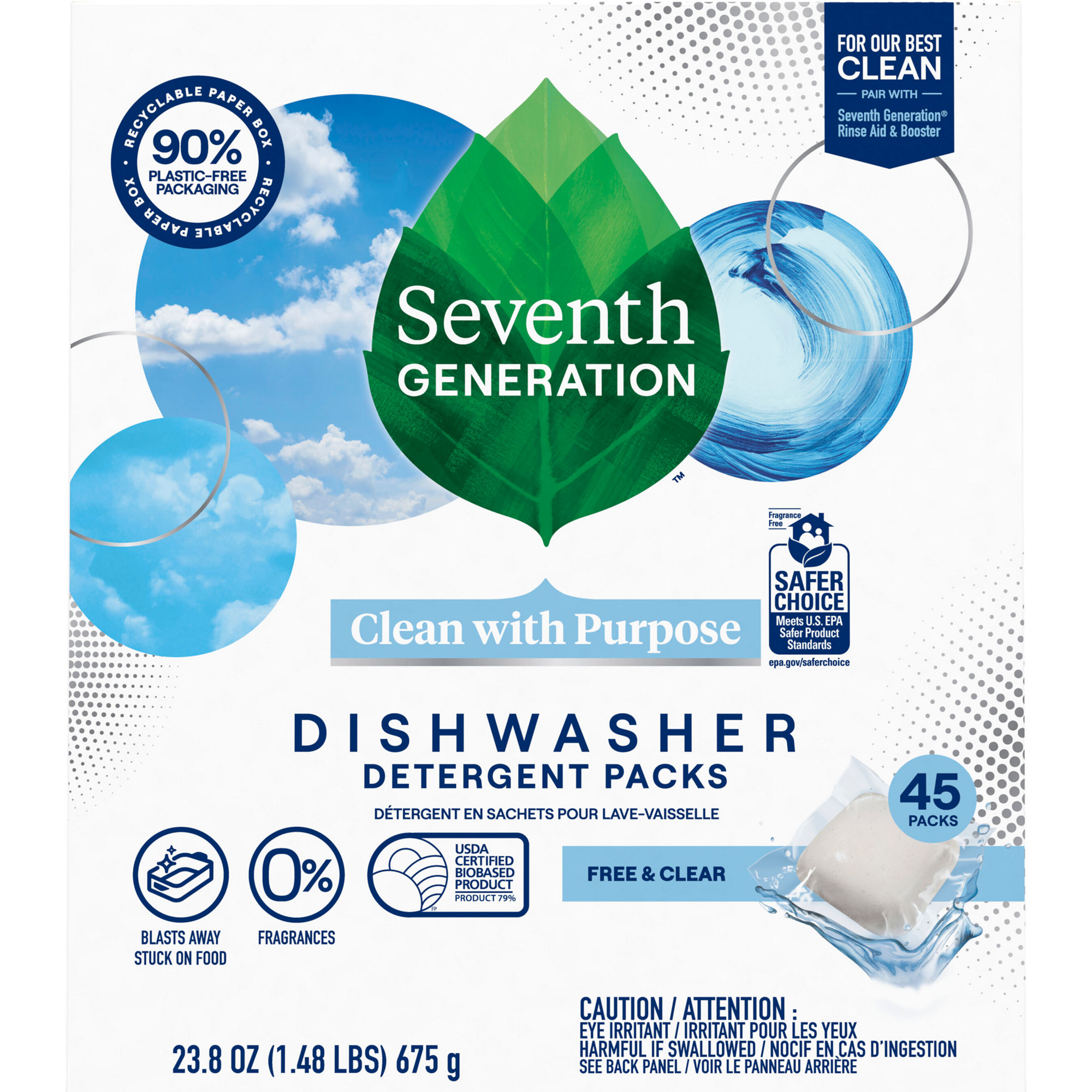 Seventh Generation Triple Action Dishwasher Detergent Packs Free & Clear -- 16 Packs - Thumbnail 4