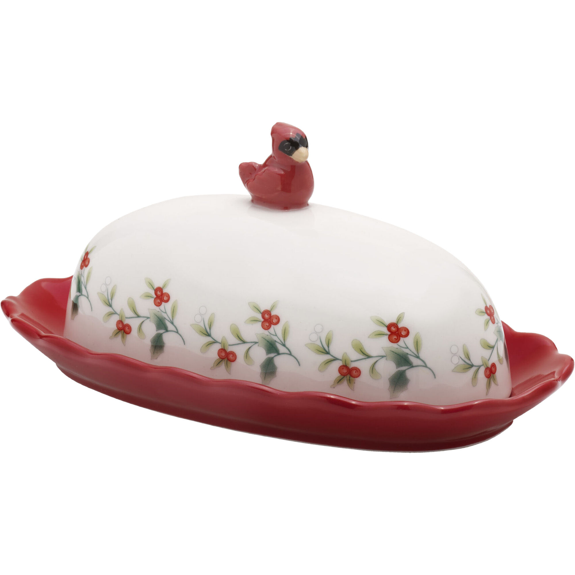 Pfaltzgraff Winterberry Cardinal Butter Dish - Thumbnail 2
