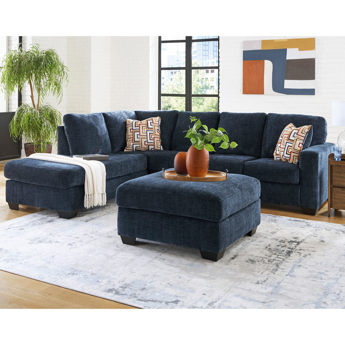 OSP Home Furnishings ラッセル リバーシブル セクションソファ 枕2個