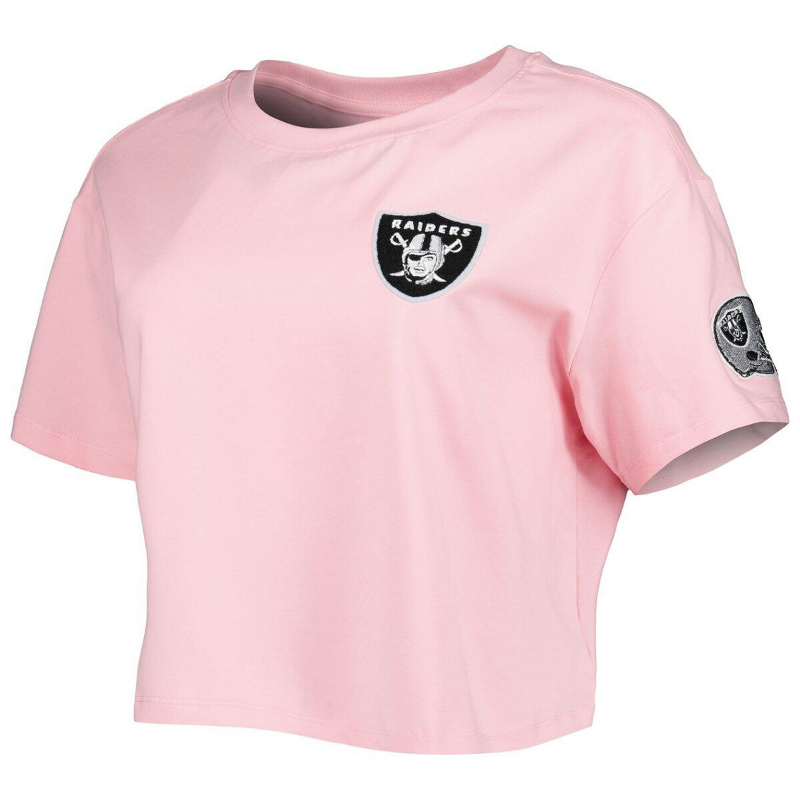 Pro Standard Women's Pink Las Vegas Raiders Cropped Boxy T-Shirt, image size:1134x1134