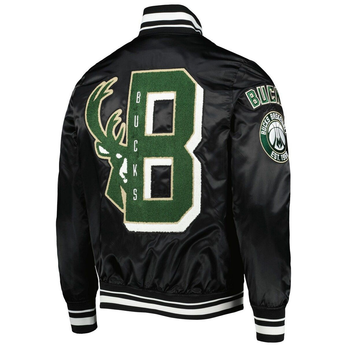 Veste Bomber Satinée M&N Milwaukee Bucks – Patches Brodés | Style Vintage NBA | Homme