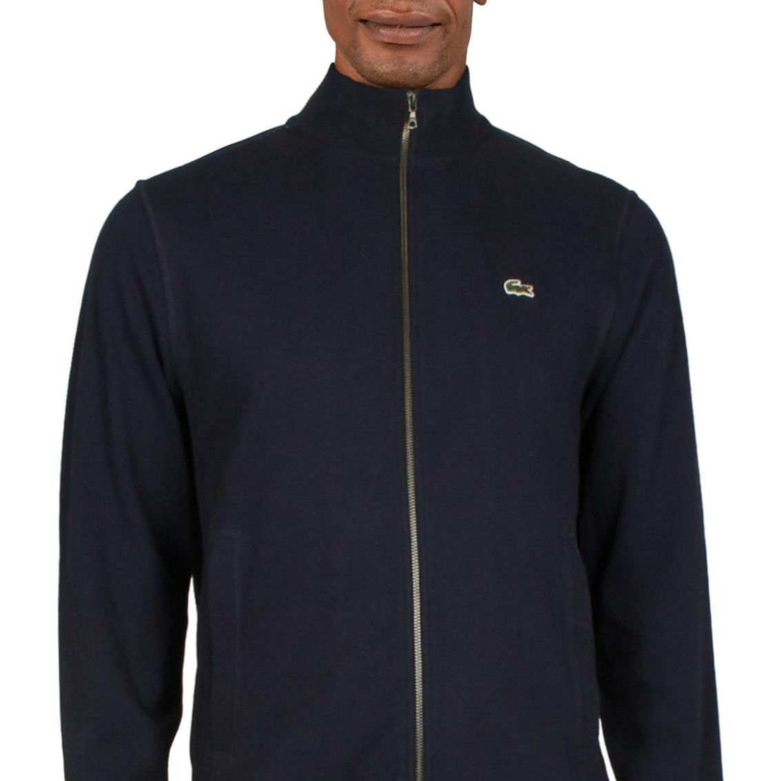 ■LACOSTE■ Men's Wide Ribbed Collar Fleece Jacket Dark Navy □LACOSTE□ Men's Wide Ribbed Collar Fleece Jacket Dark Navy