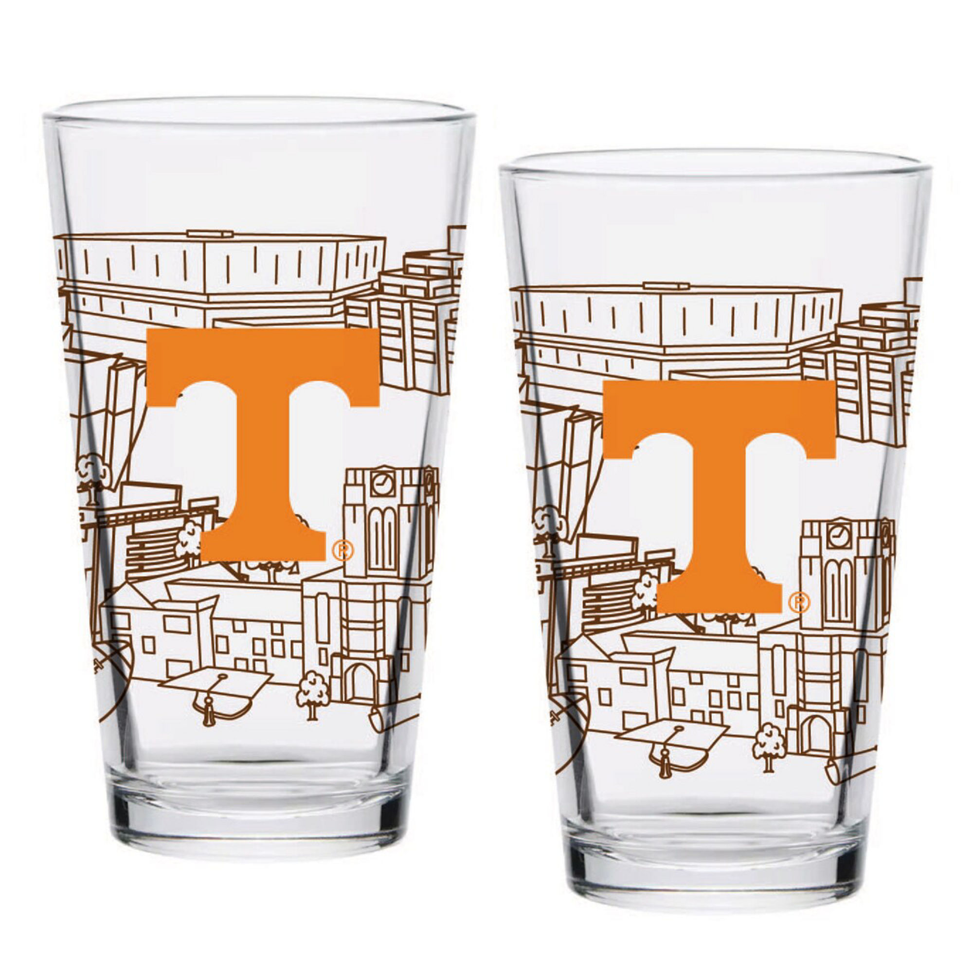 Indigo Falls Tennessee Volunteers Campus Line Art Pint Glass