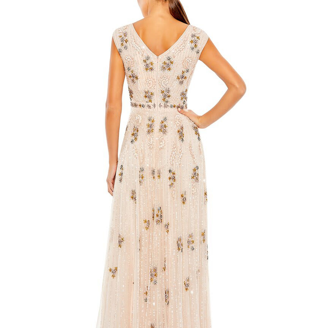 Mac Duggal SALE クロスバックアシンメトリーフレアードレス Gold Ruffle Tiered Criss Cross Lace Up Gown - Mac Duggal