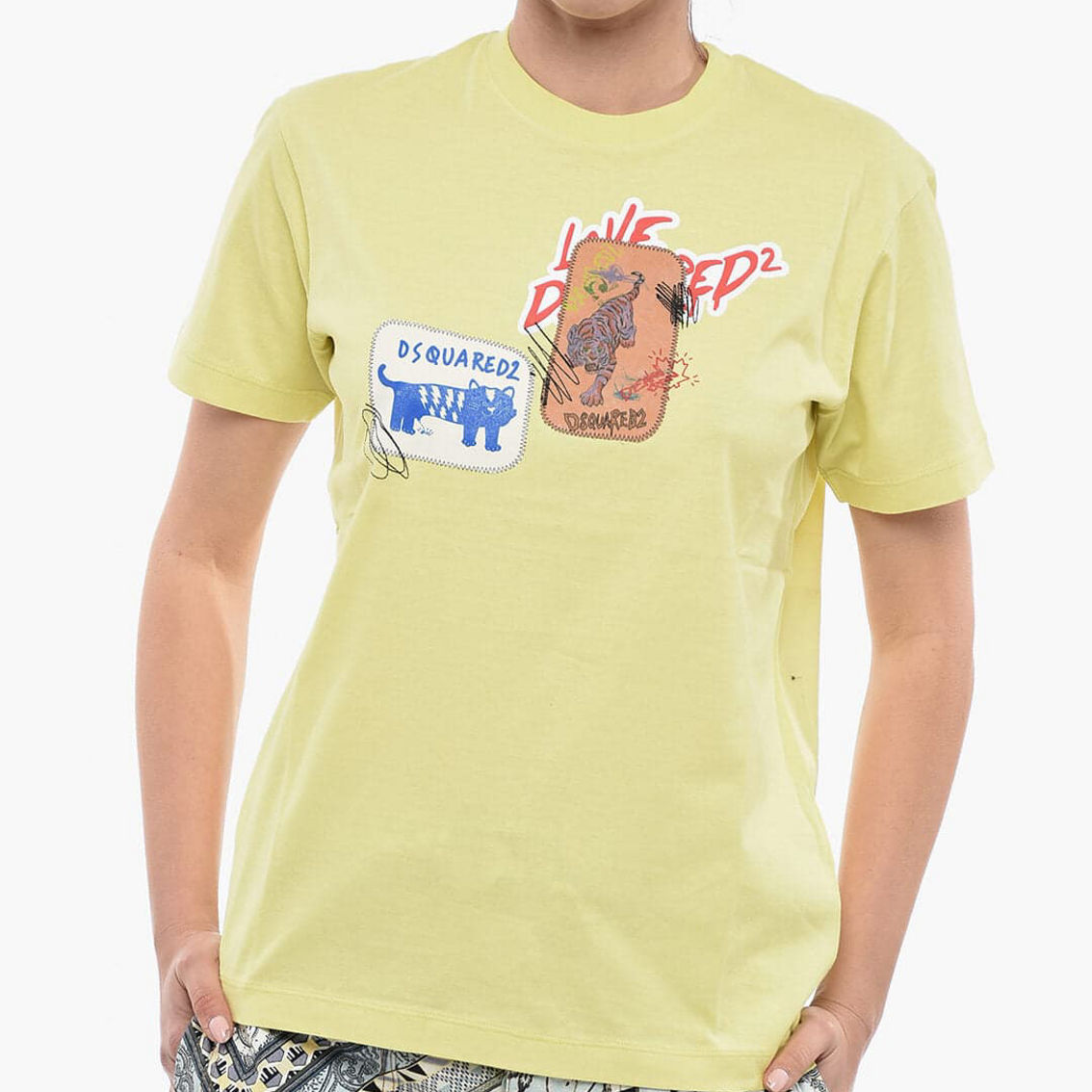Tシャツ・カットソー Dsquared2 Sponge Patch' T-Shirt Dsquared2 ICON Tropical Logo Print T-Shirt - Black | eBay