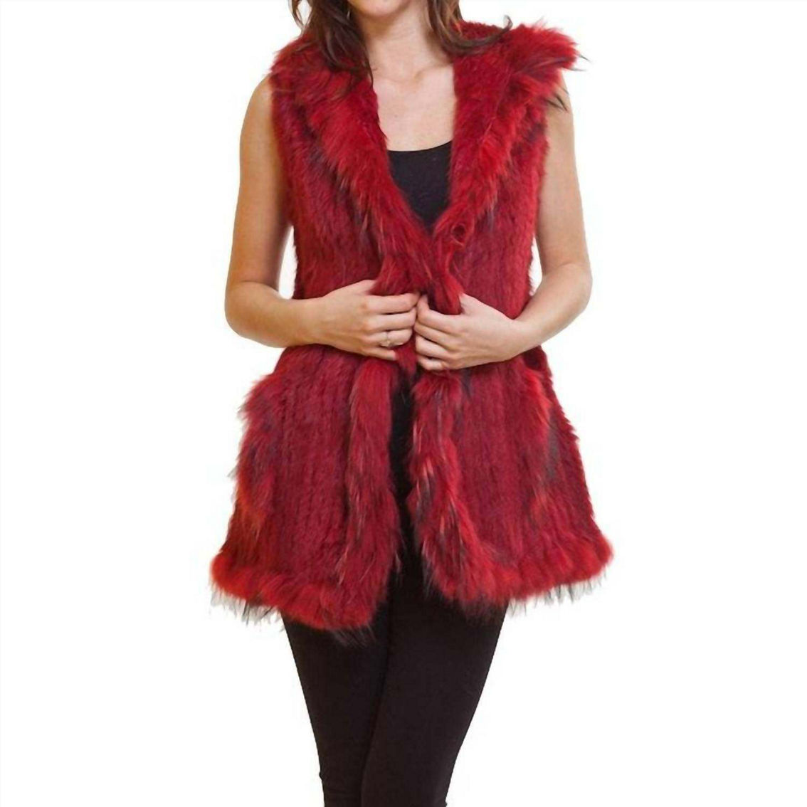 ムートン・ファーコート MOLLIOLLI MONE Crop Mini Fur Vest Pouch Set Red MW5WVS03XRD ムートン・ファーコート MOLLIOLLI MONE Crop Mini Fur Vest