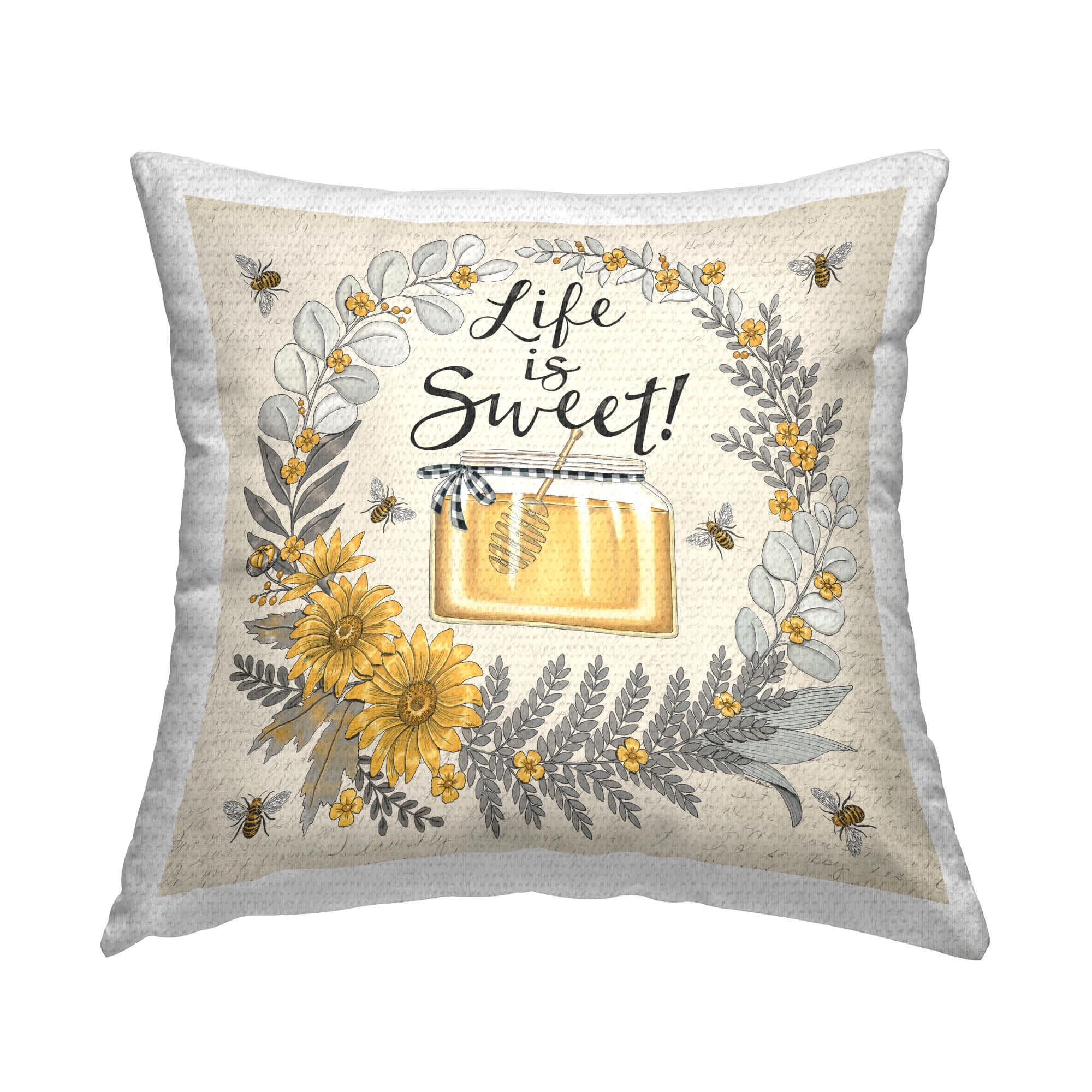 Stupell Industries Life Is Sweet Wreath Pillow