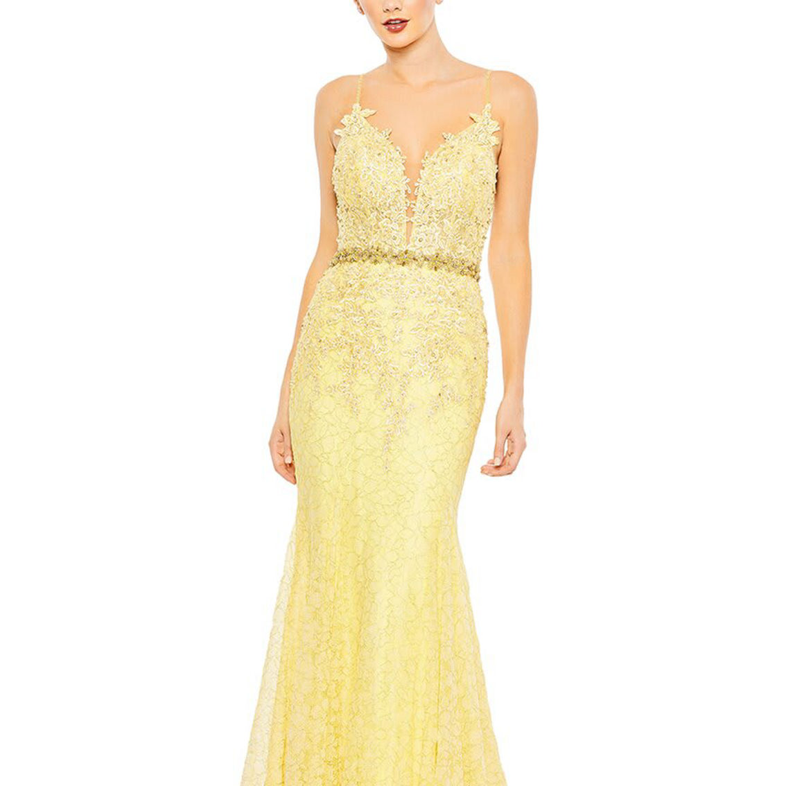 【US発】Mac Duggal スパンコール トランペットドレス Black Embellished Neck Trumpet Gown - Mac Duggal