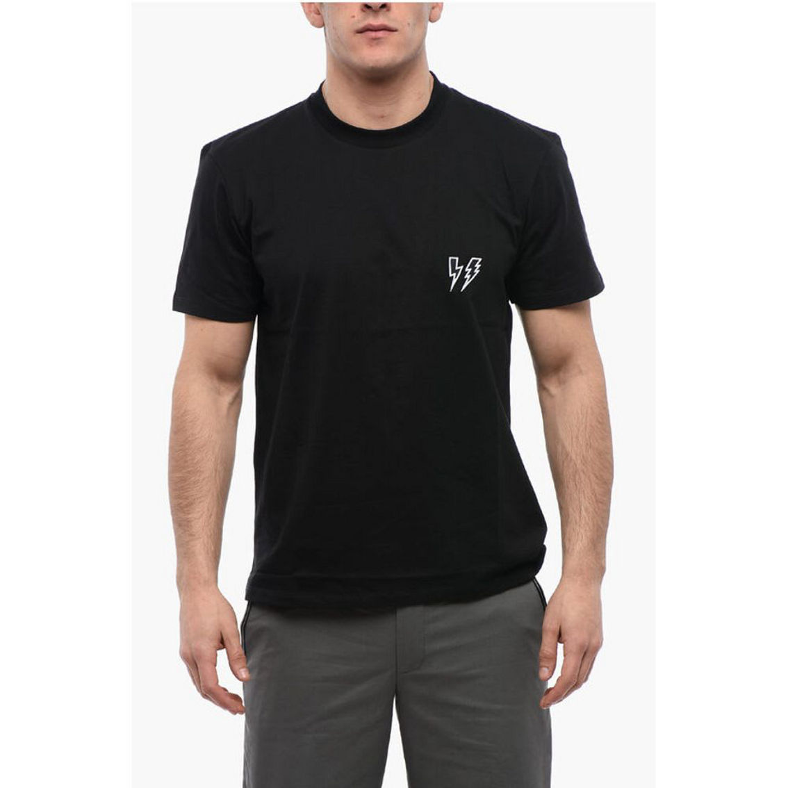 Tシャツ・カットソー NEIL BARRETT Men T Shirts MY70275A Y552 118N Black Neil Barrett Thunderbolt-print Cotton T-shirt | Black