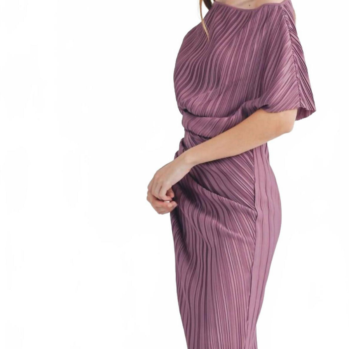 ワンピース AM1397 Chuchu pleats ribbon dress Gray Ranking 1st] [2024AW pre-order] Off shoulder pleats one